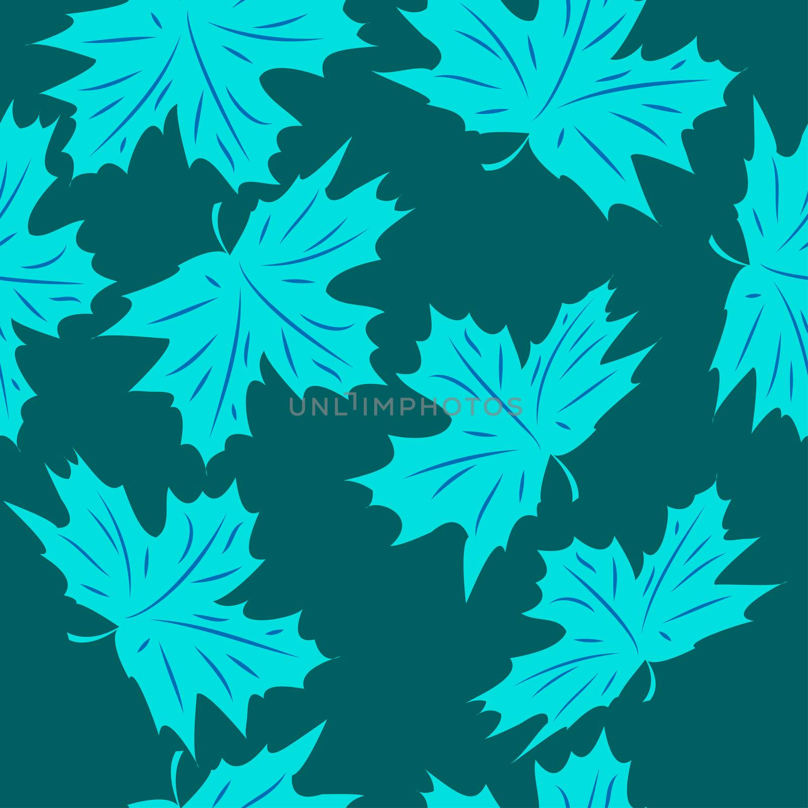 seamless pattern with leaves and flowers doodling style by eskimos