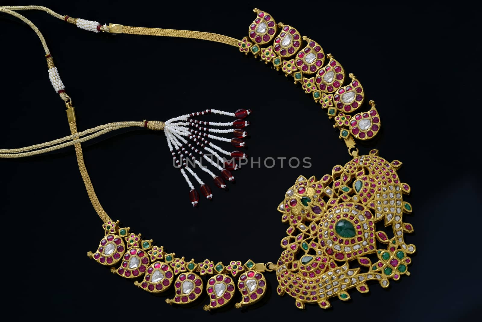 Indian Stone Gold jewelry Macro shot