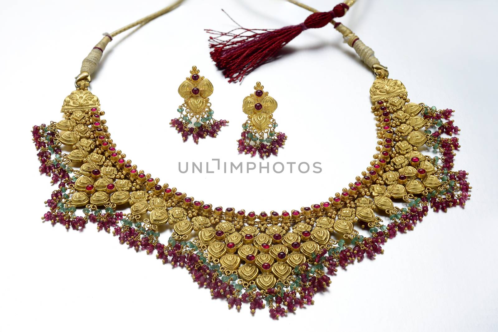 Indian Stone Gold jewelry Macro shot