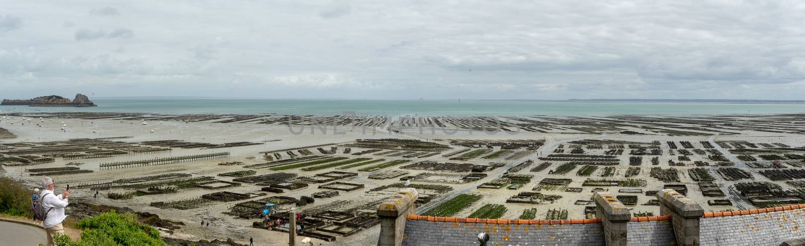 Travel for oysters in Cancale Britanny village on sea view tourism