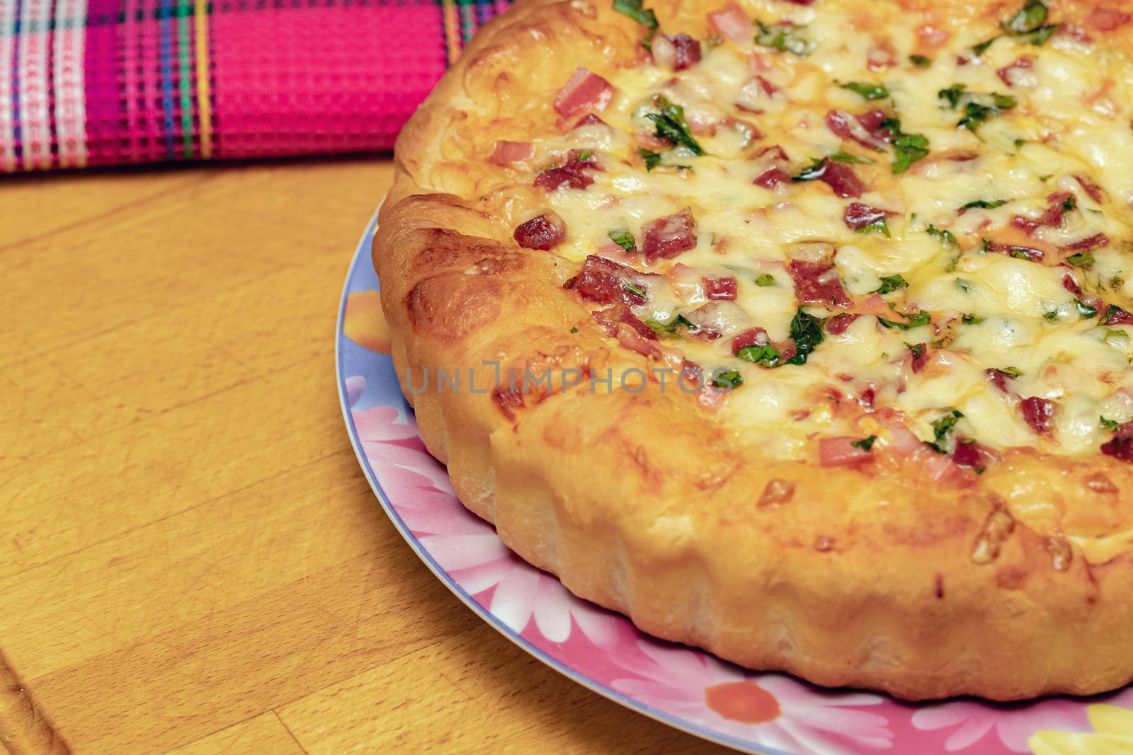 Quiche Lorraine. Homemade cake. Traditional open French pie. by bonilook