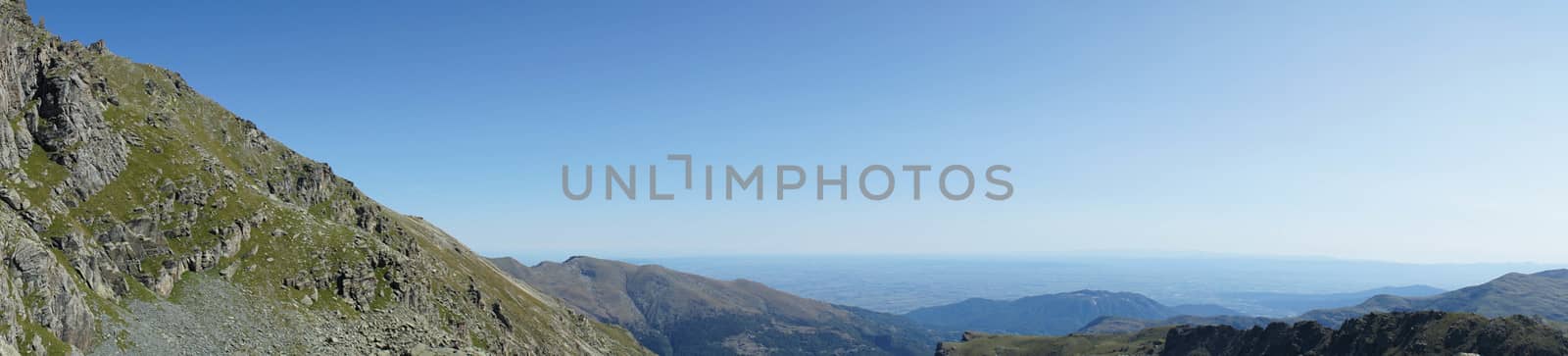 Panoramic view around the mountain Monviso