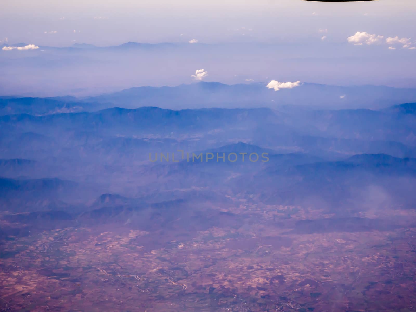 Aerial view of city at sunrise from sky.bird eye view
