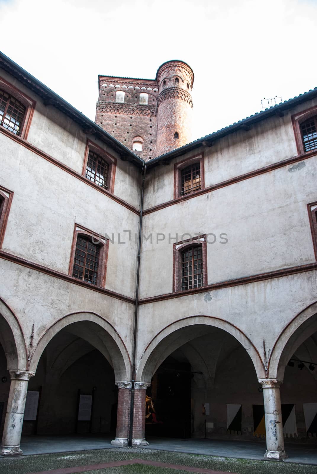 View of the courtyard of the Castle Principles of Acaja in Fossano