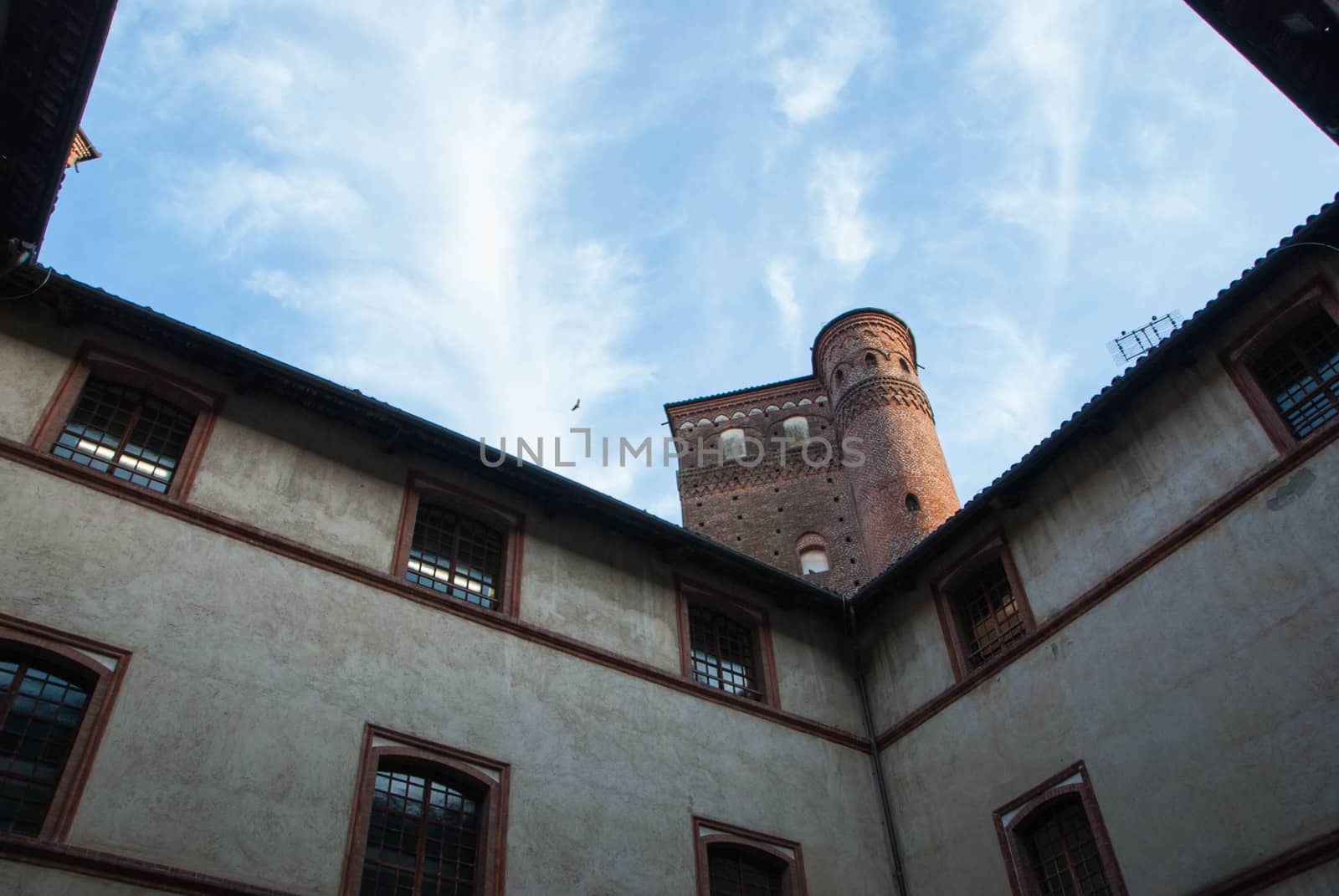 View of the courtyard of the Castle Principles of Acaja in Fossano