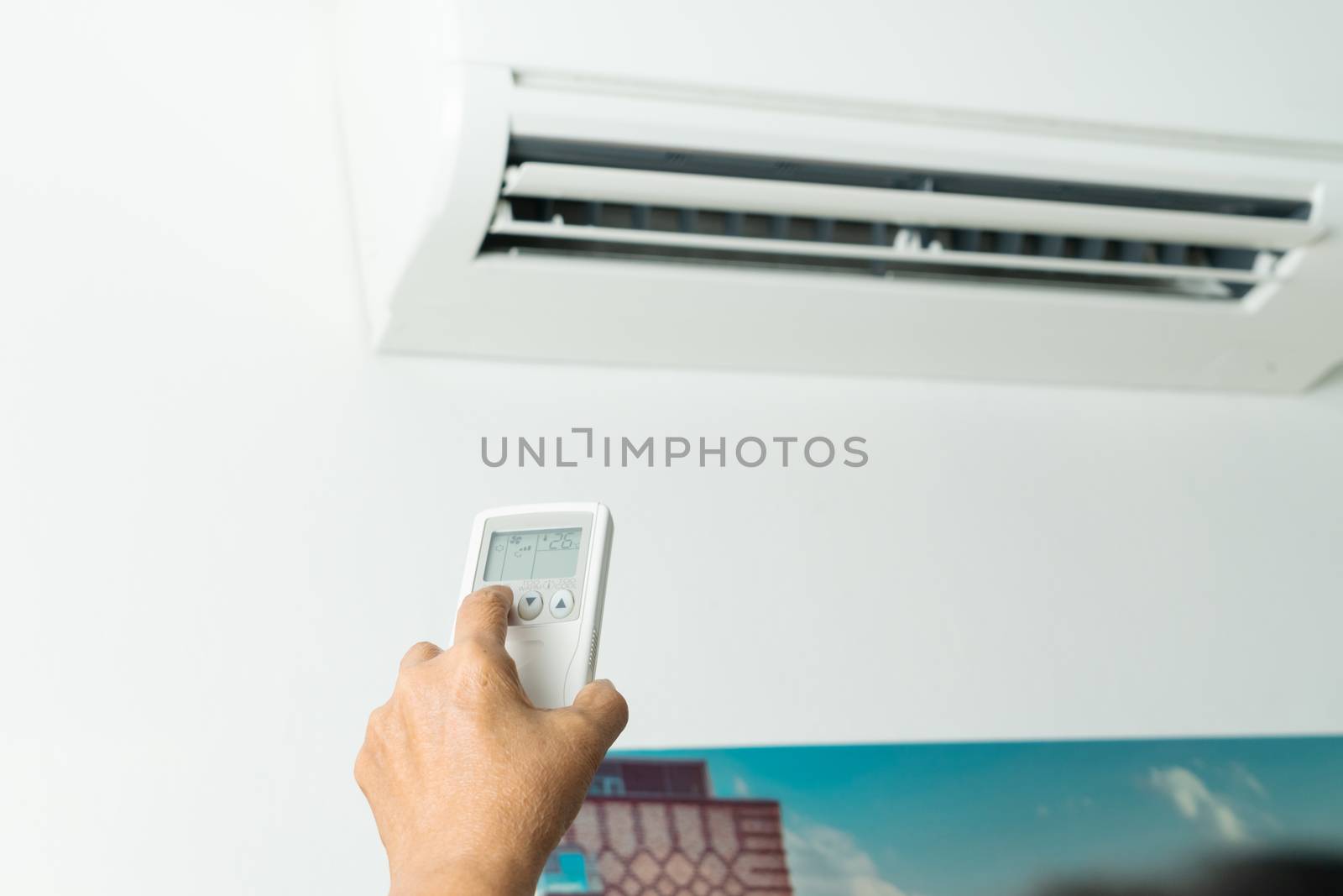 Remote control directed on air conditioner systrem, senior hand control air conditioner at home