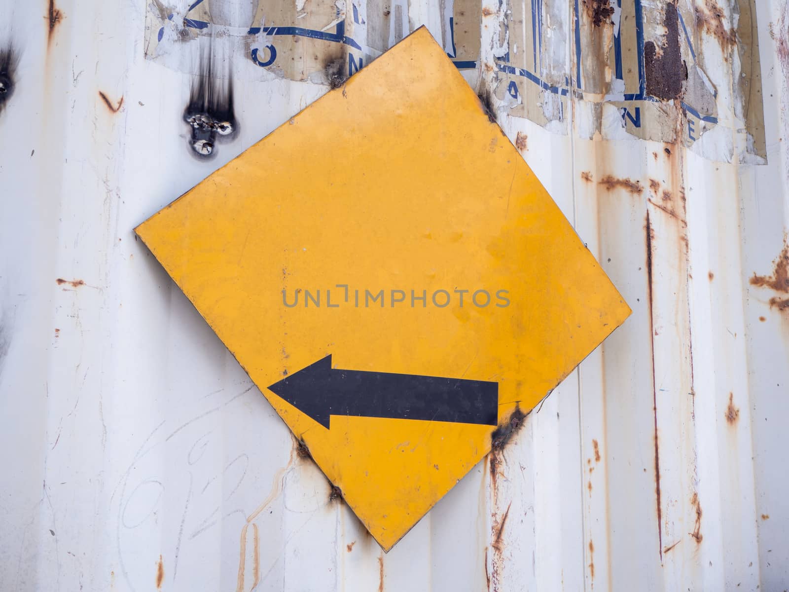 The Blank yellow road sign or Empty traffic signs on white background