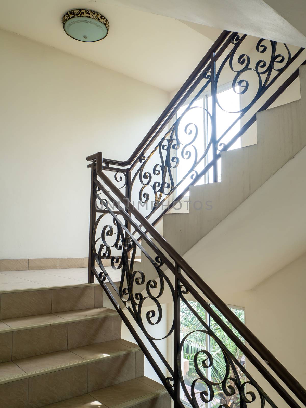 The Marble staircase with stairs in luxury hall