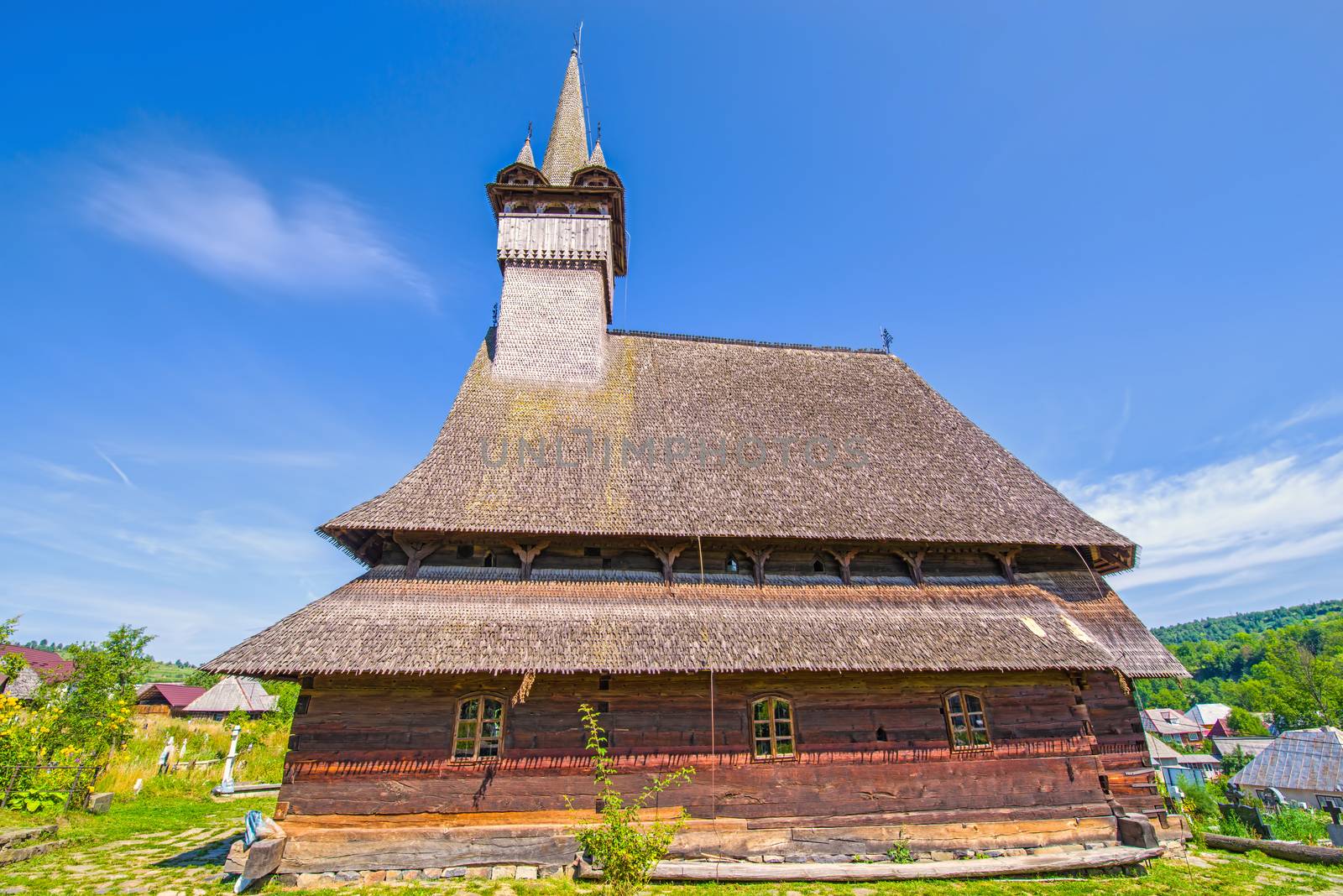 Representative wooden church in Maramures (Romania)  from Budesti, built in 1643 and listed by Unesco as World Heritage Site
