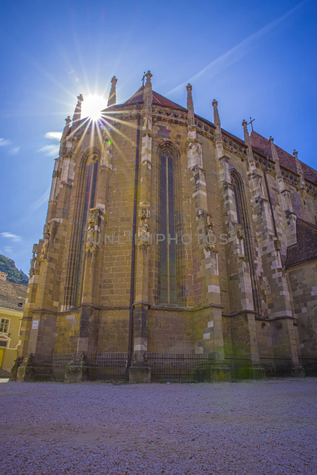 Sunshine over the Black Church from Brasov, Romania