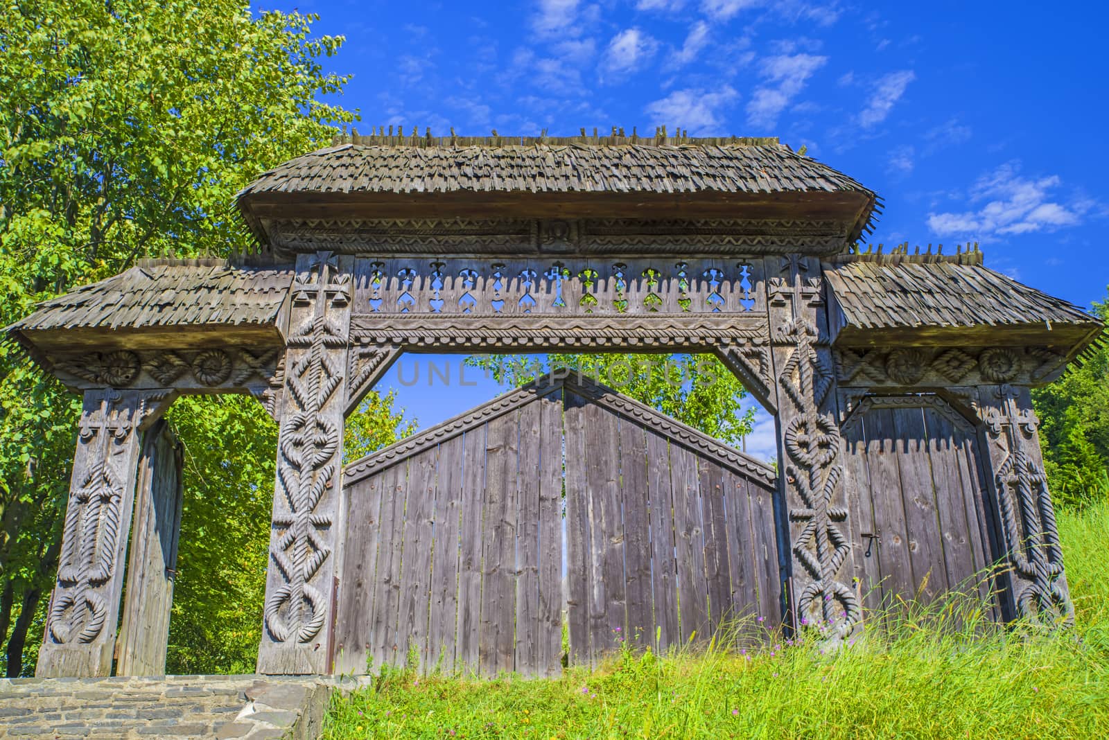Ancient wood gate in the north of Romania, Maramures county