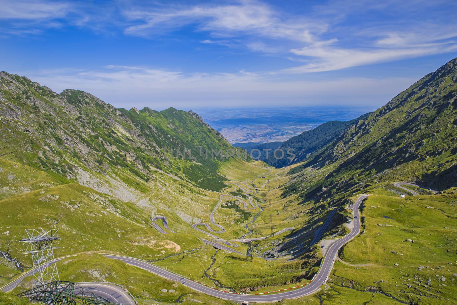 Winding Transfagarasan road in Romanian Carpathians, summer scene in the mountains