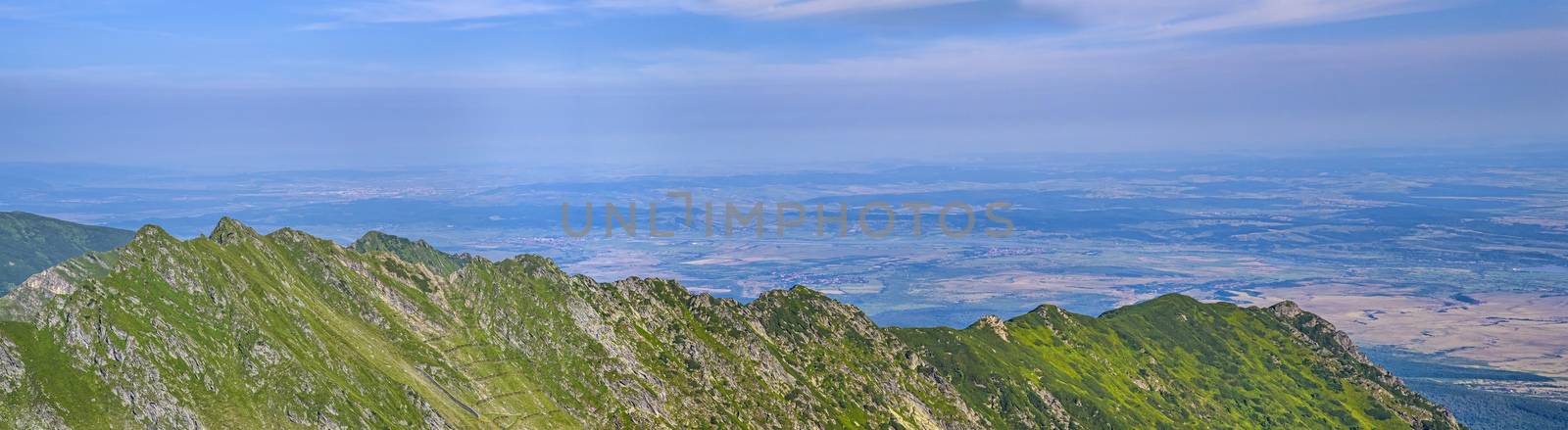 Summer panorama over the crest in Fagaras Mountains, Romania