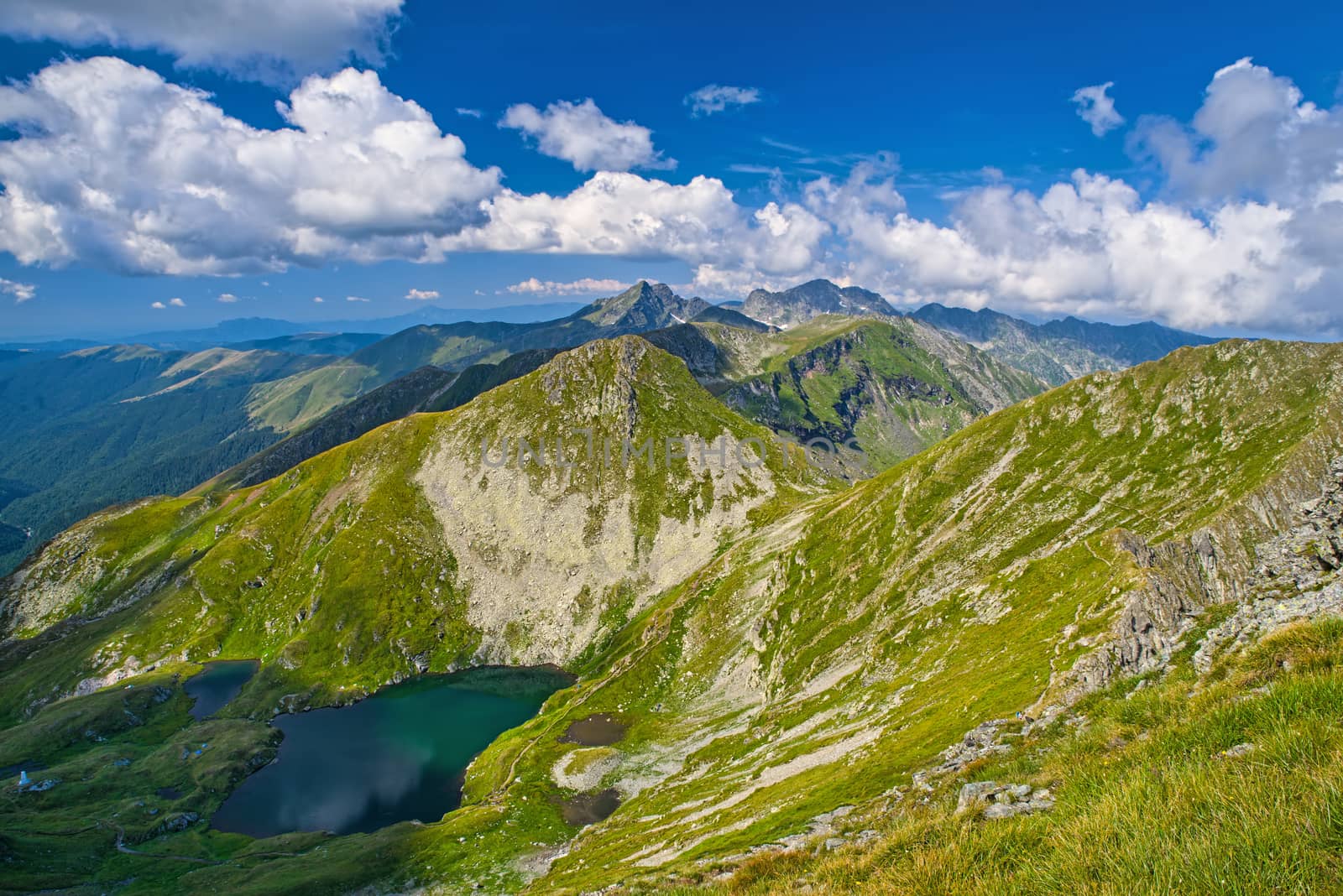 Rocky mountains landscape in the summer, Romanian Carpathians.