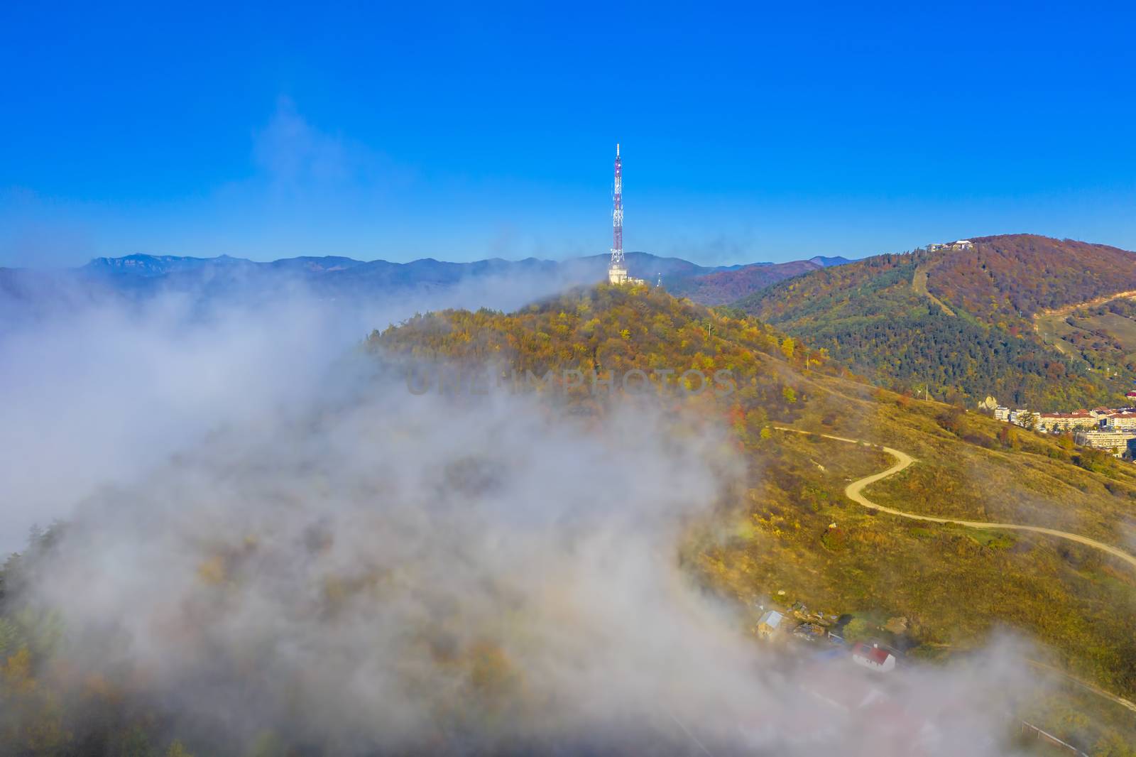 Fog comming over antenna tower by savcoco