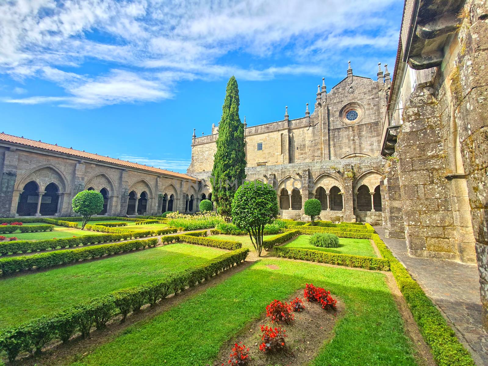 Tui Cathedral of Saint Mary (12th century), Cistercian Cloister garden of Tui, Galicia