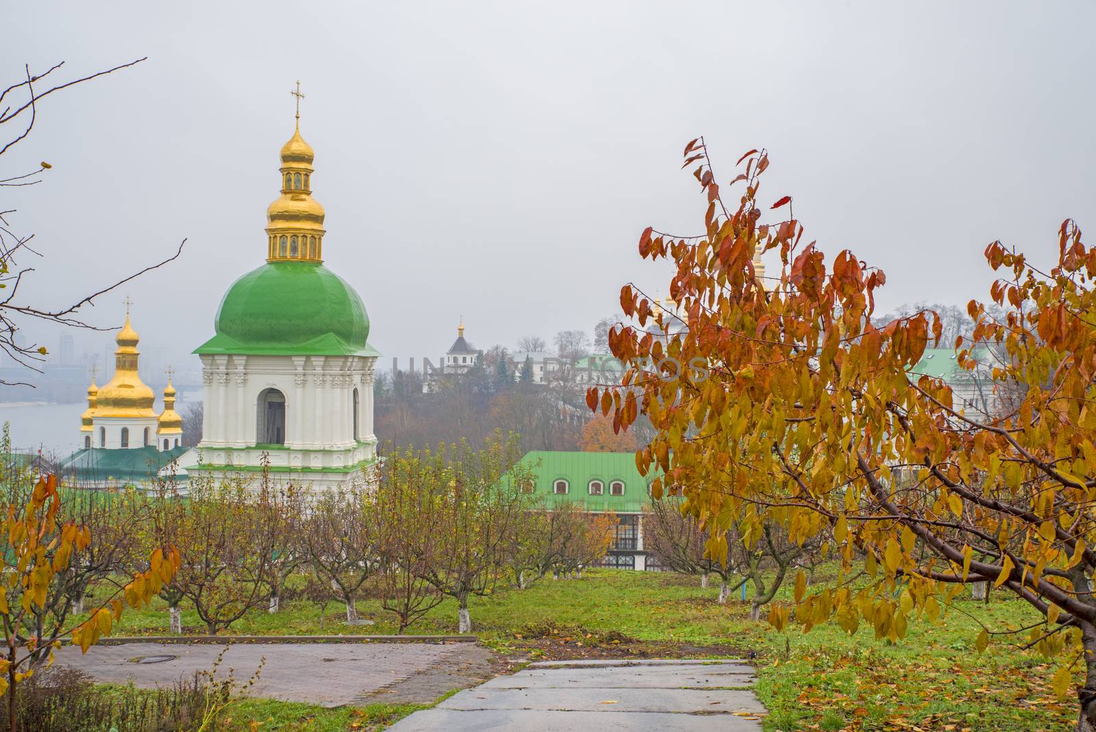 Autumn scene at Great Pechersk Lavra in Kiev