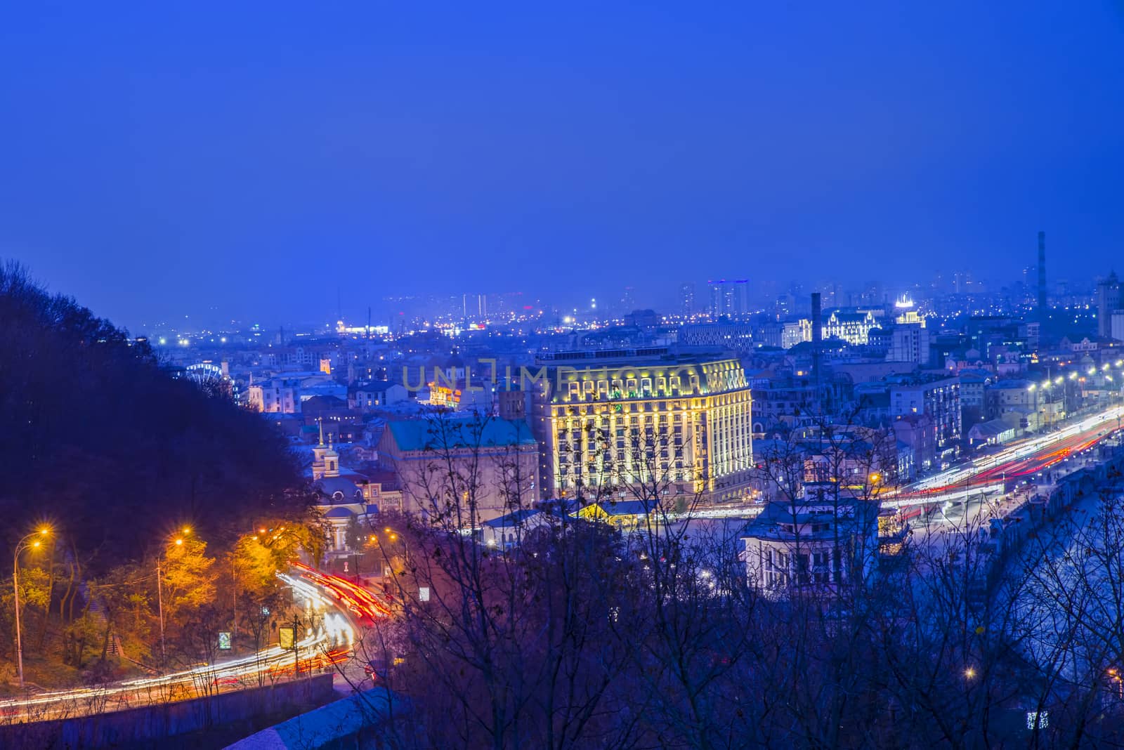 Night panorama over Kiev by savcoco