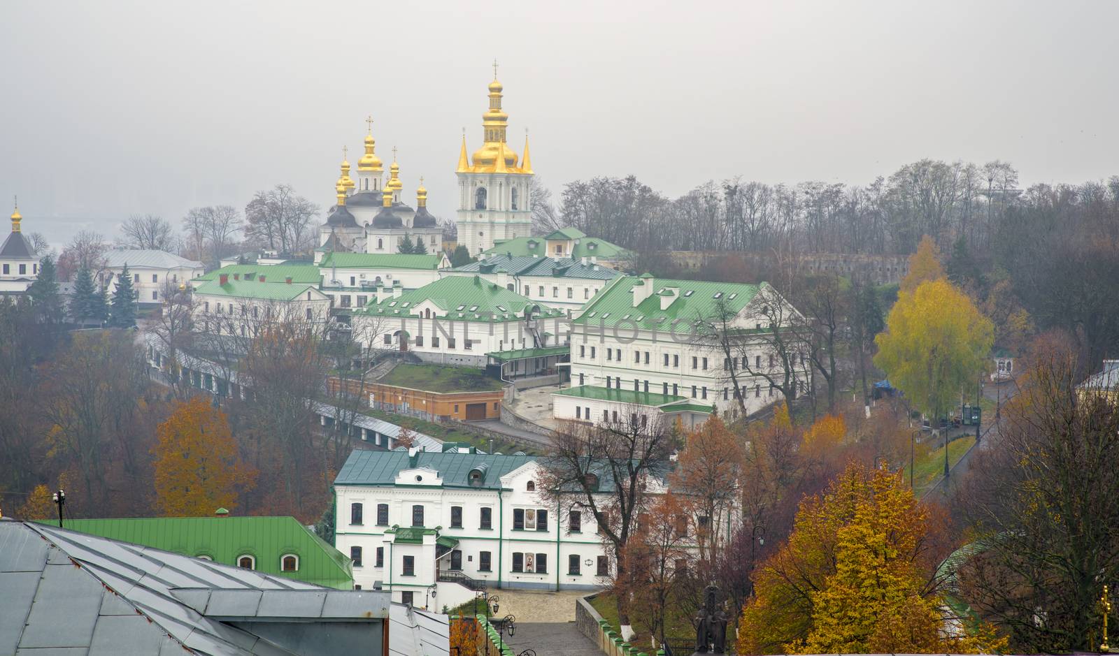 Great Pachersk Lavra of Kiev is listed as Unesco Heritage site, autumn landscape