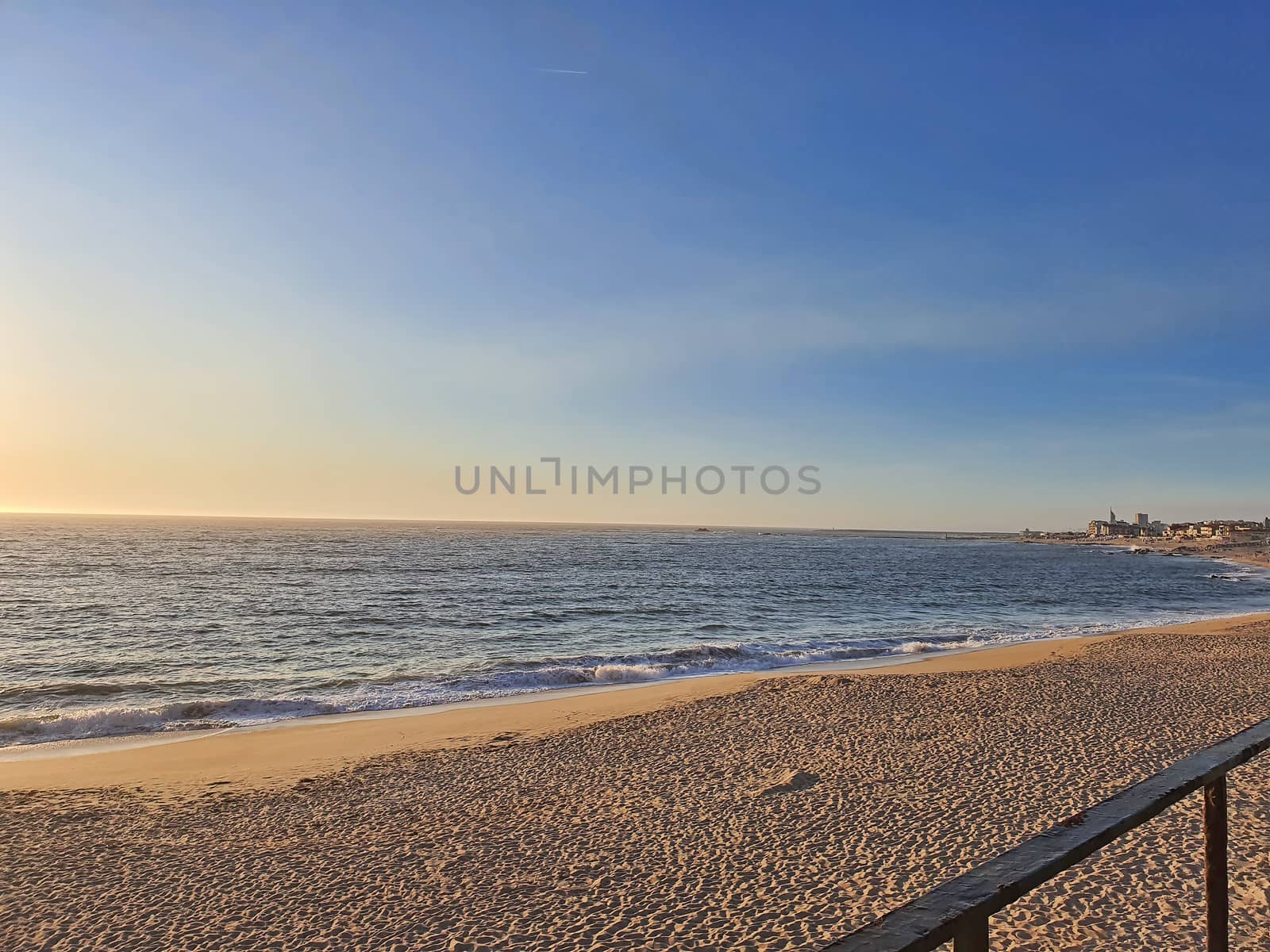Early morning beach at Vila do Conde, touristic beach in Portugal