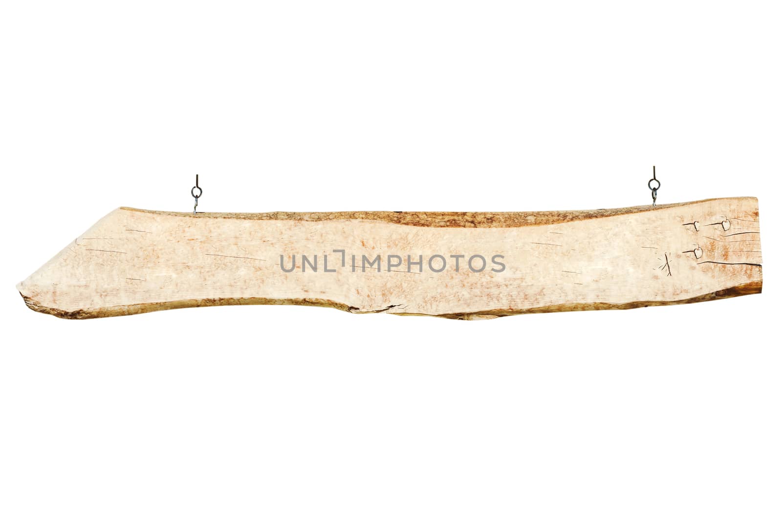 Old and archival wooden signboard in vintage style isolated on a white background.