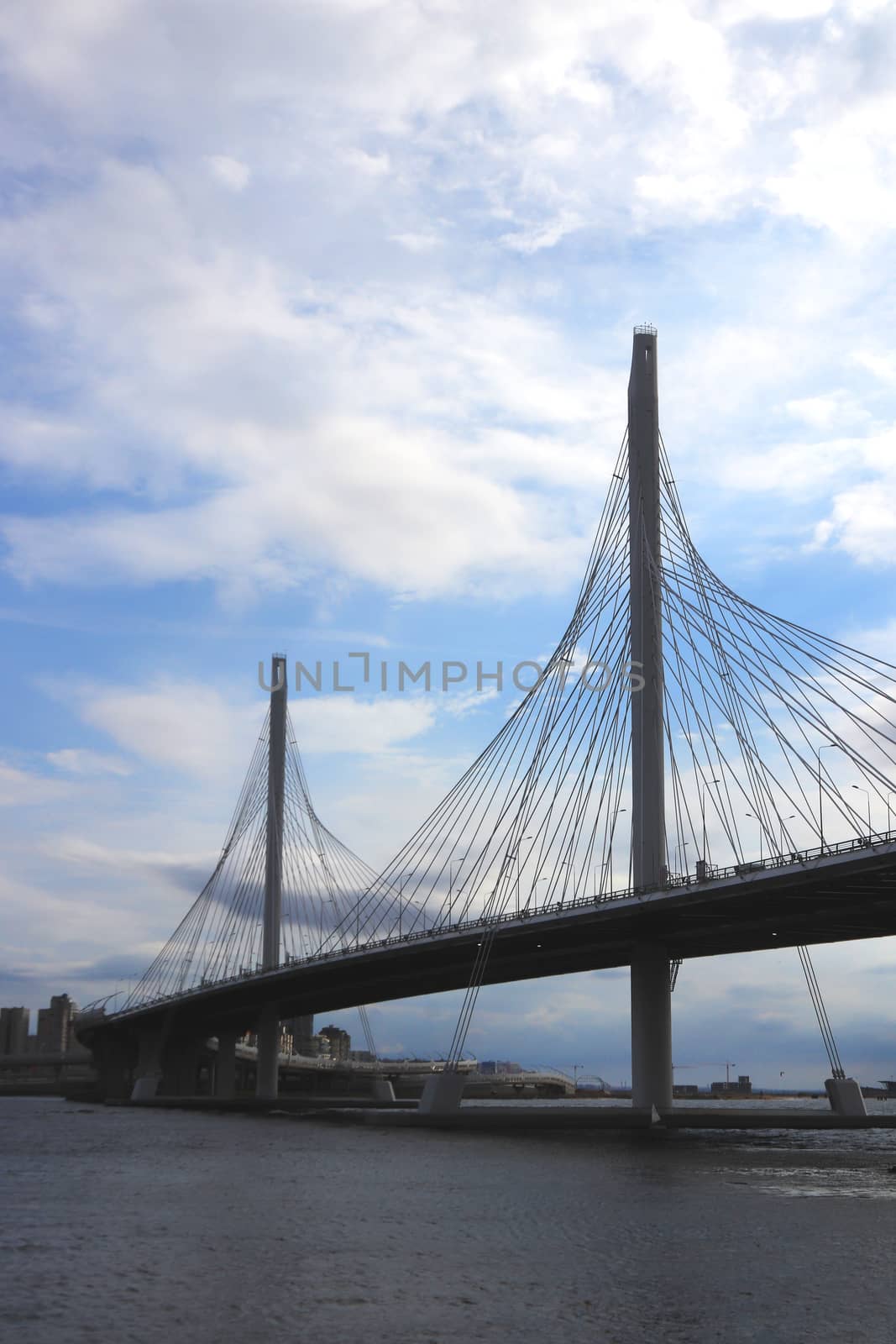 Zsd cable-stayed bridge above Neva river
