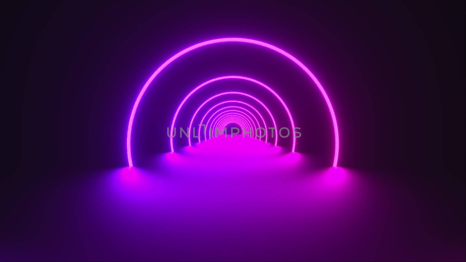 3d render of circle neon tunnel. Ultraviolet abstract background from round arcade. Computer generated a virtual reality by nolimit046