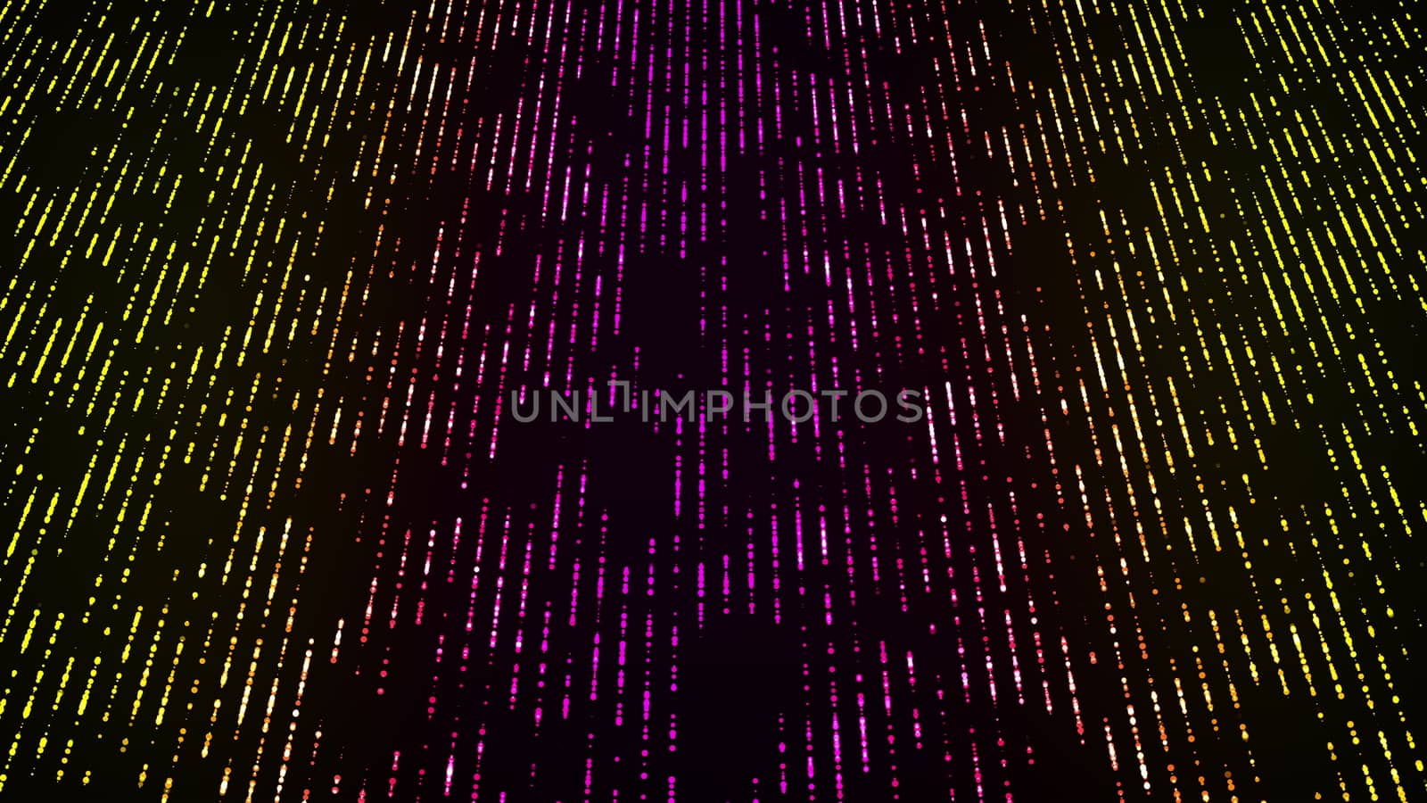 Digital data flow from colorful particles, computer generated. 3d rendering of abstract tech background