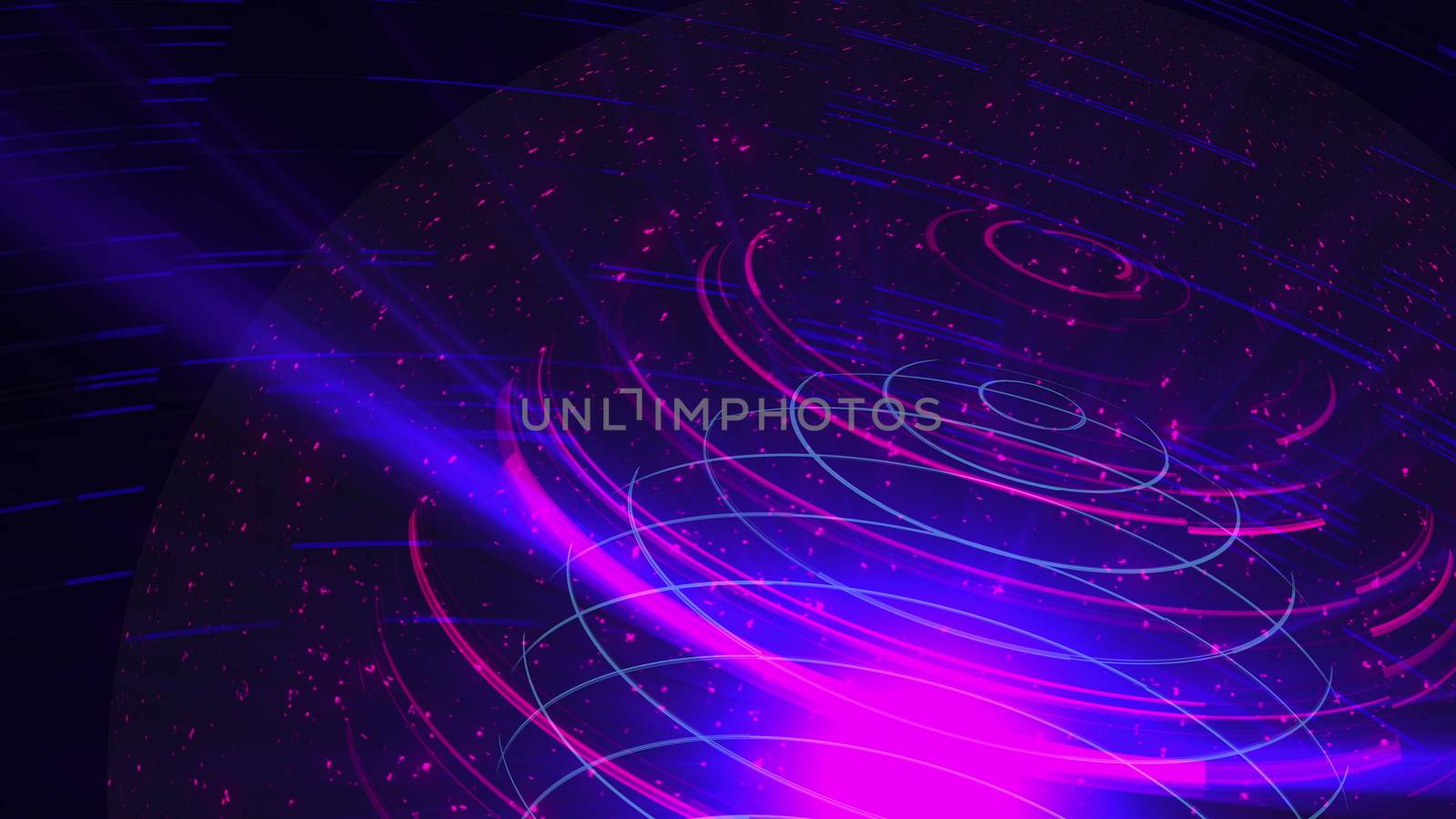 Stylized hologram of the earth with many rings and rays. Abstract of distortion Earth, computer generated digital background. 3D rendering corporate and broadcast animation for TV broadcasts