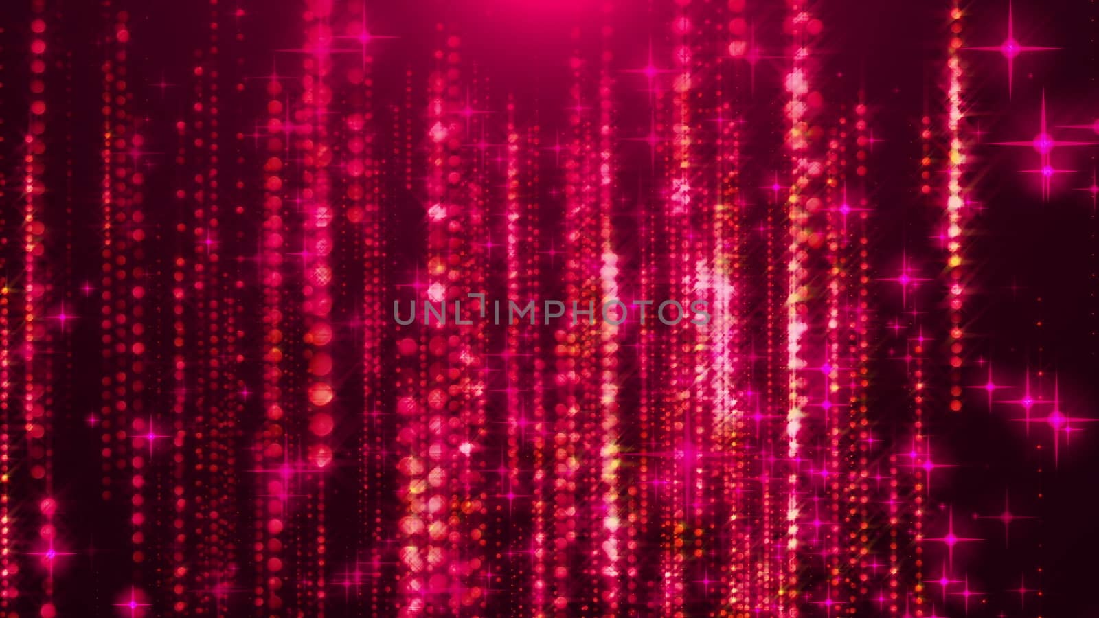 3d rendering of glam rain. Computer generated beautiful modern background from stars, sparkles and garlands