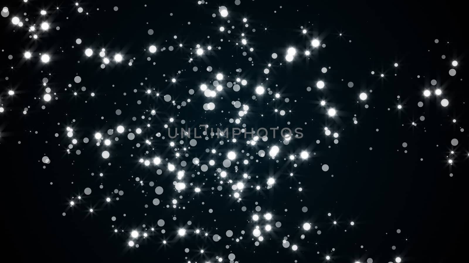 Abstract bright glitter particles in space, computer generated abstract background, 3D rendering backdrop