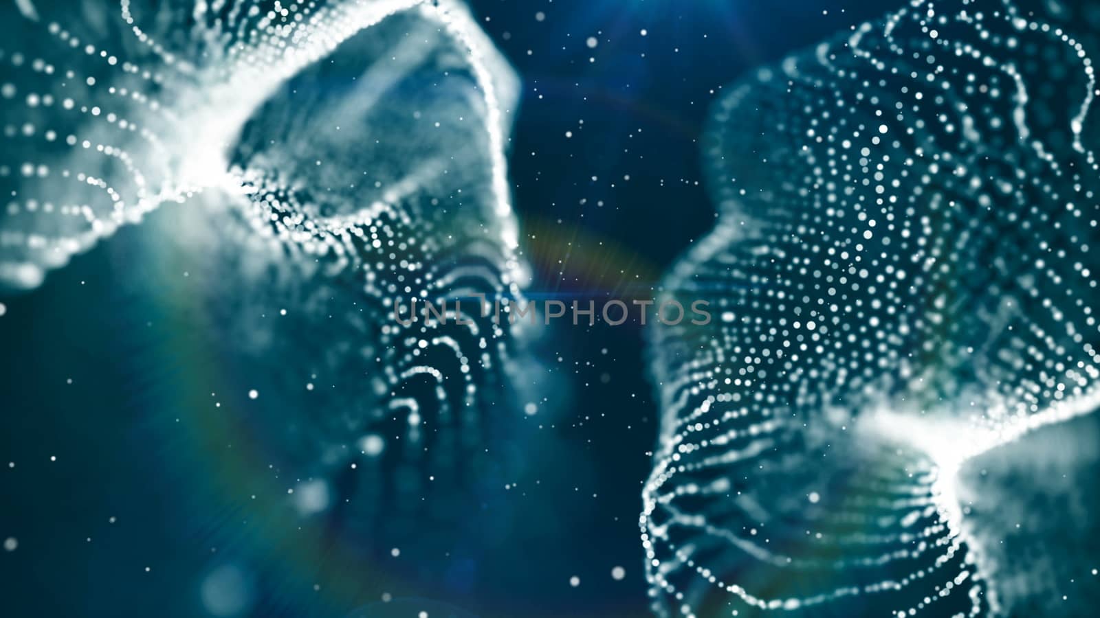 Dof particles, beautiful wavy surface with fabric effect, 3d render, computer rendering abstraction by nolimit046
