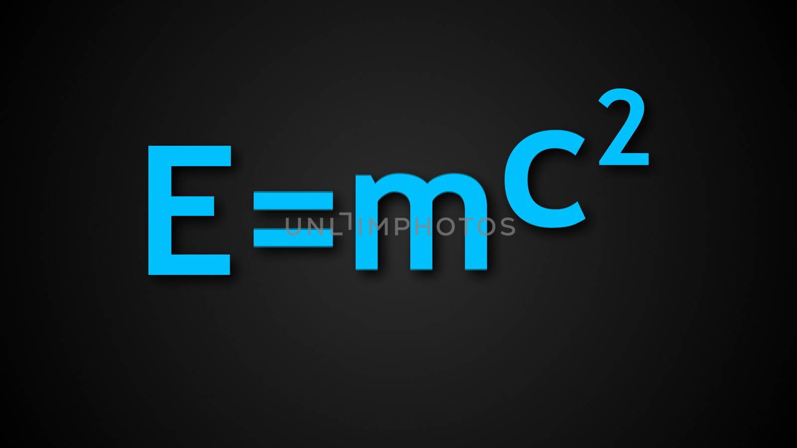 E mc2 Albert Einsteins physical formula are on black background, mass-energy equivalence by nolimit046