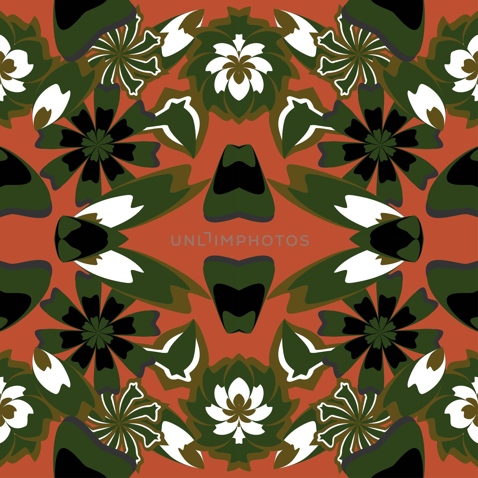 seamless pattern with leaves and flowers doodling style by eskimos