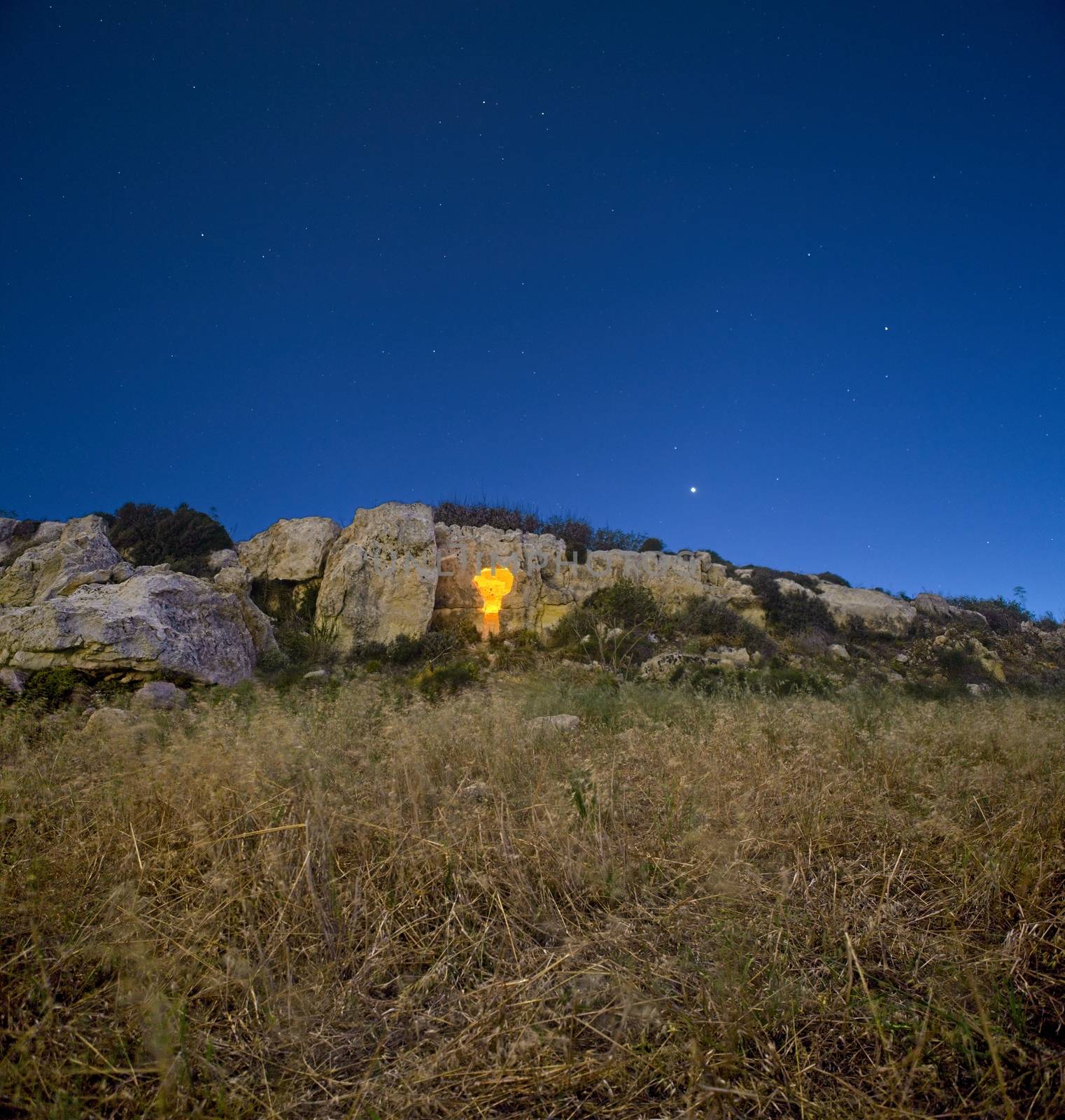 Rock cut medieval beacon or shrine in the limits of Rabat in Malta