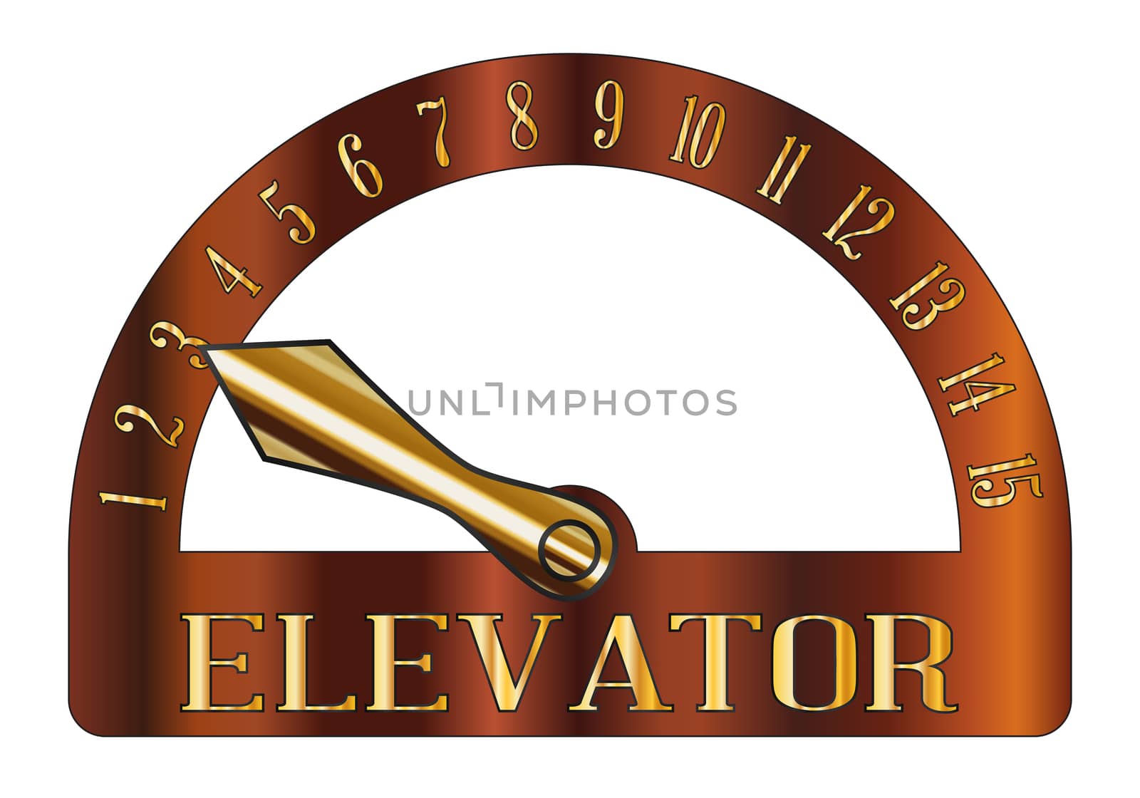 Isolated cartoon style elevator floor indicator isolated on a white background