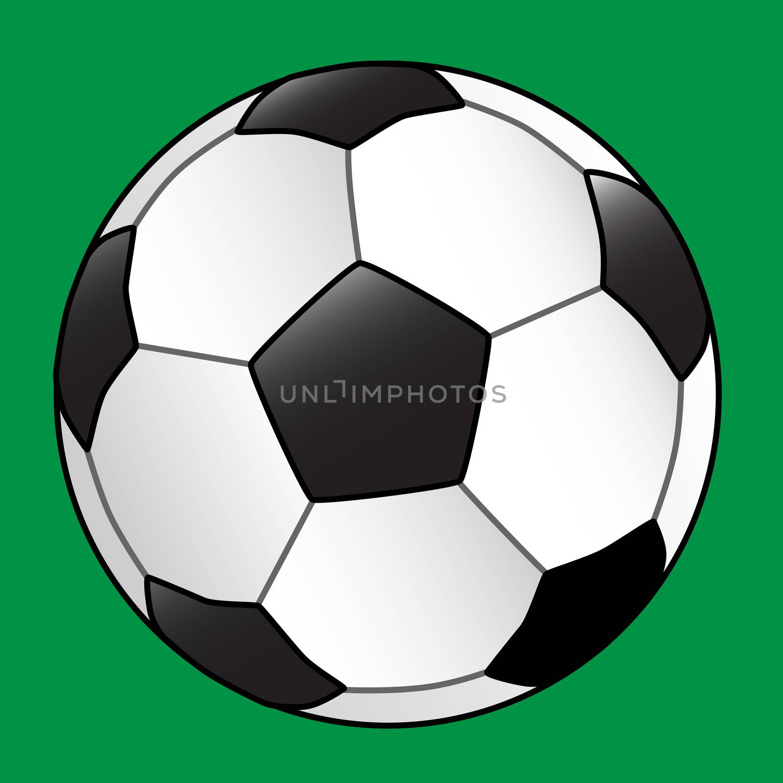 A typical soccer football isolated over a green background.