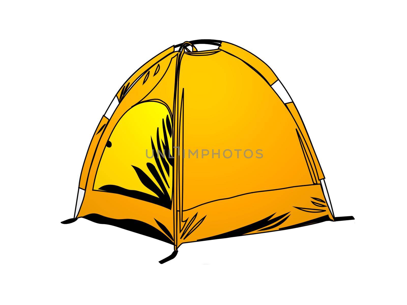 very nice camping tent on white background - 3d rendering by mariephotos