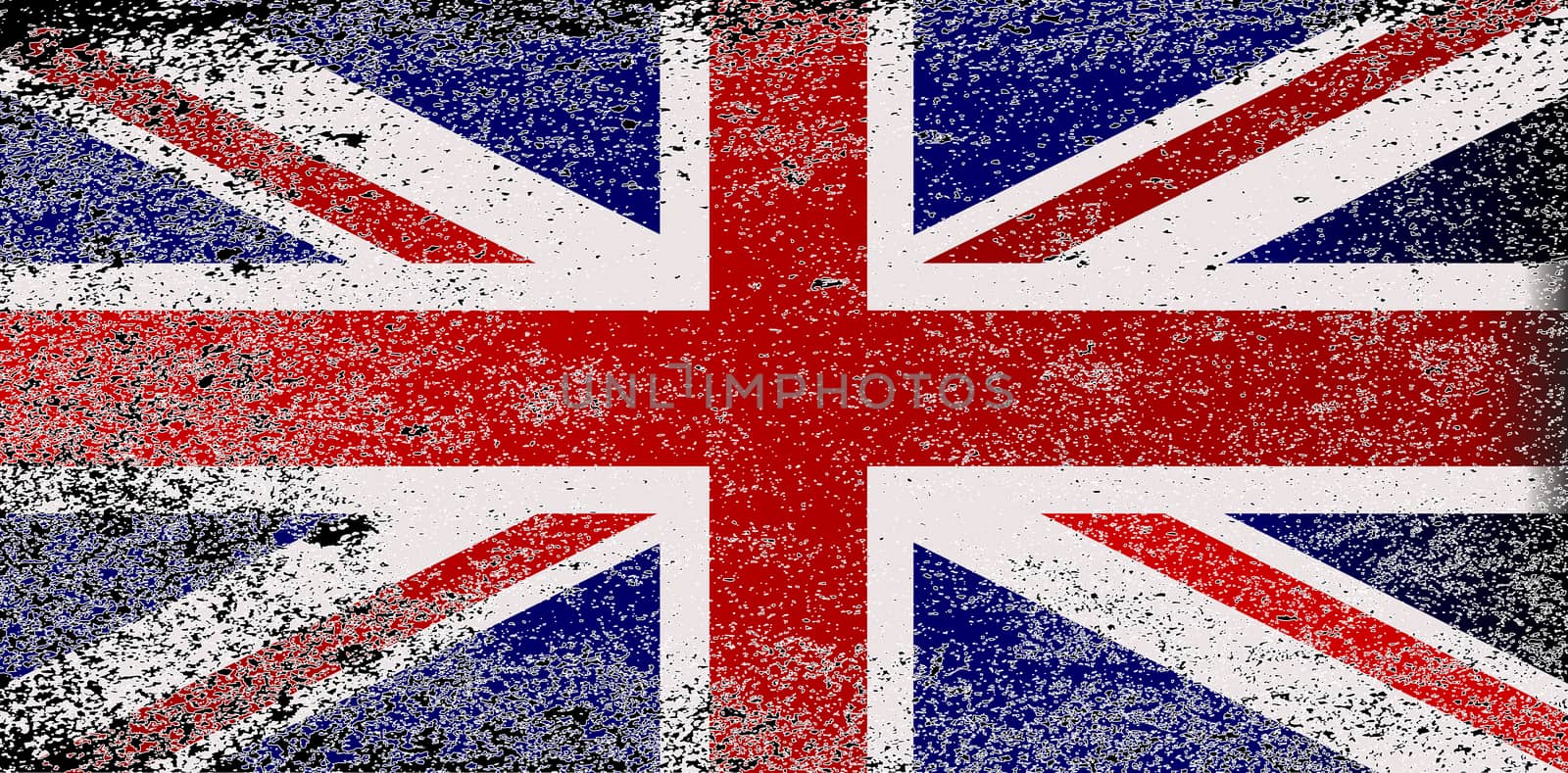 The Union Jack flag of Great Britain with heavy grunge