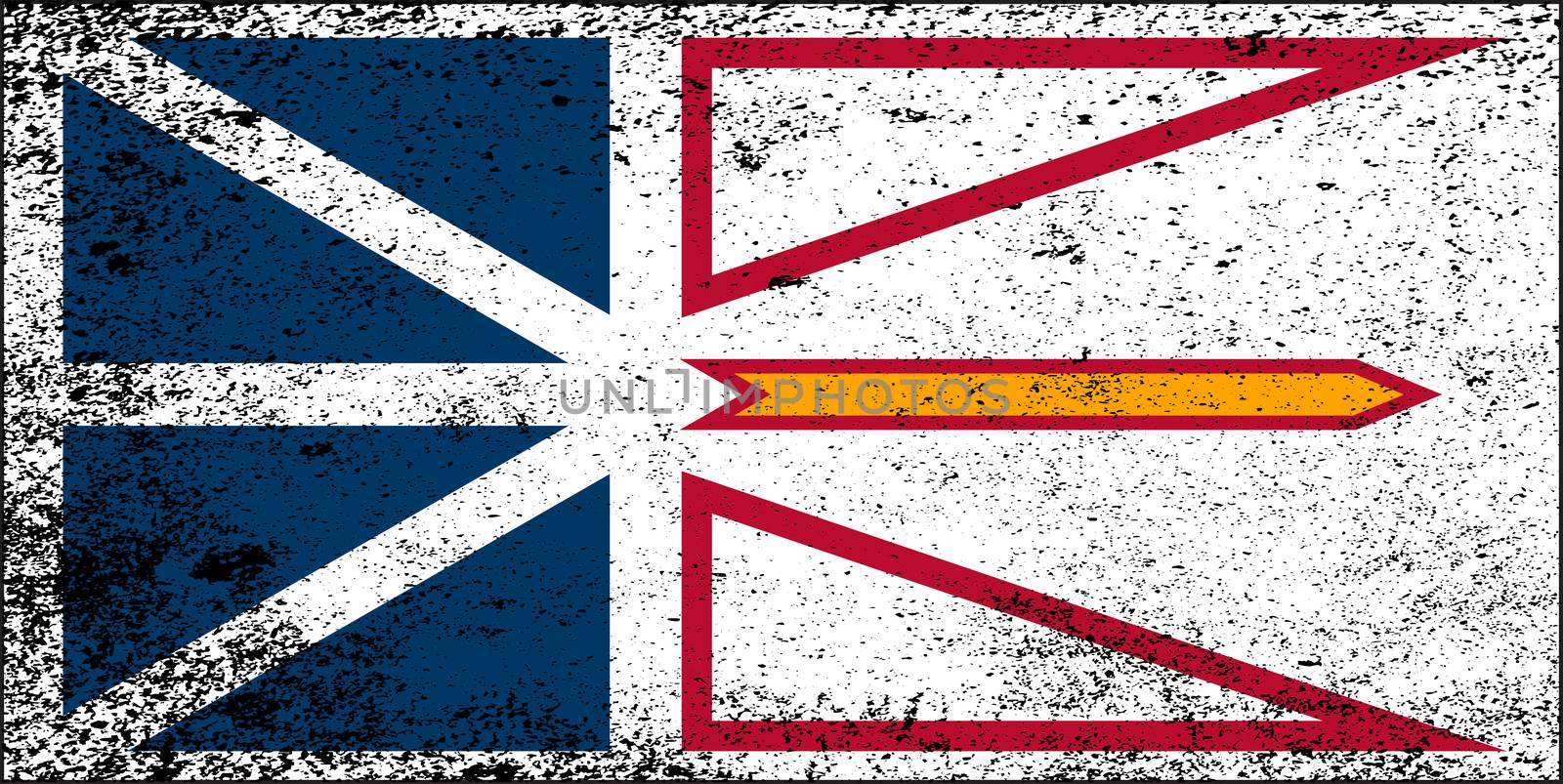 The provincial Flag Of Quebec Canada with motif and Union Flag with dirty grunge FX
