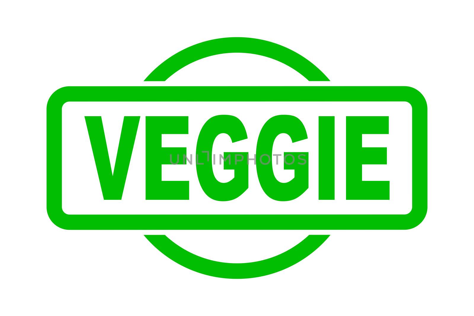An veggie rubber stamp in green over a white background