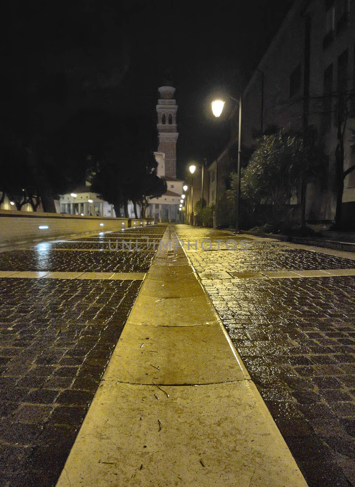 Rovigo alleyway in Italy during night by pippocarlot