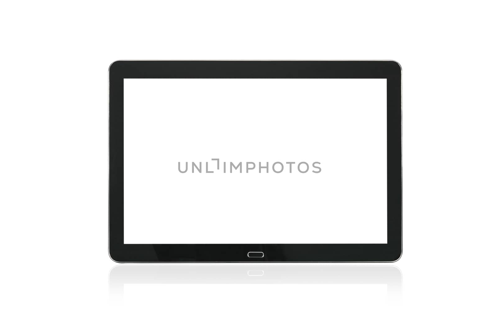 Mockup of a modern black silver digital tablet isolated on a white background