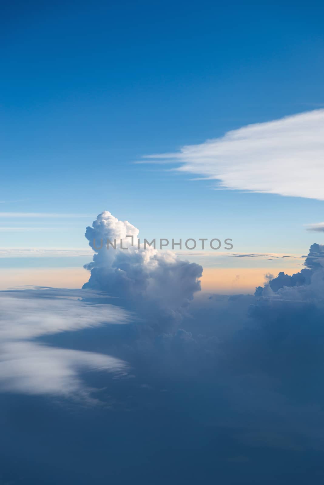 Beautiful blue sky and clouds at twilight, vertical orientation