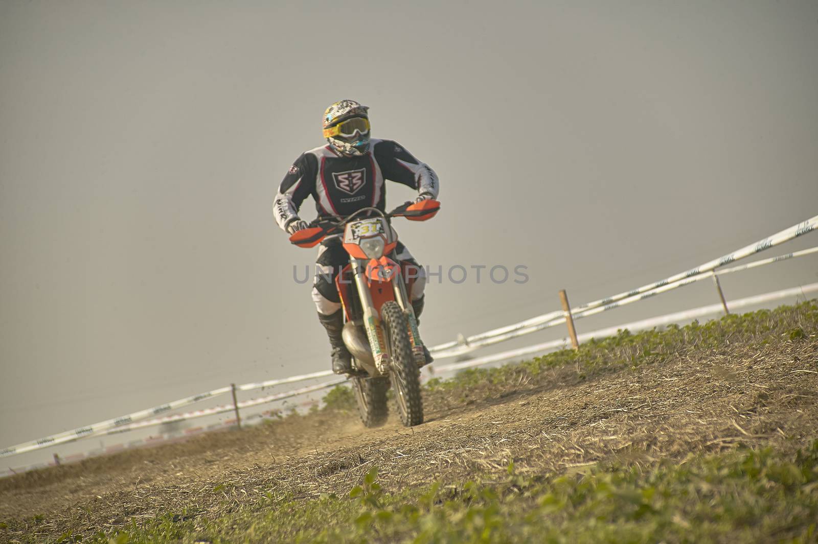 GAVELLO, ITALY 24 MARCH 2020: Enduro race in Countryside