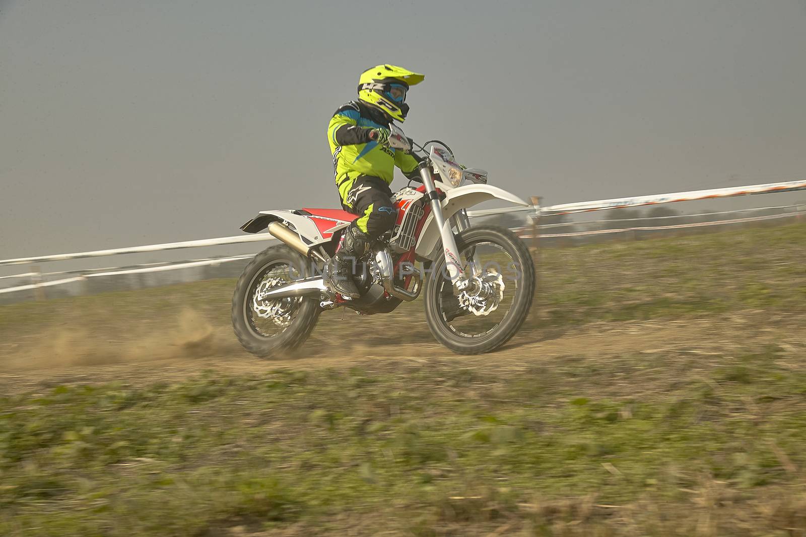 GAVELLO, ITALY 24 MARCH 2020: Enduro race in Countryside