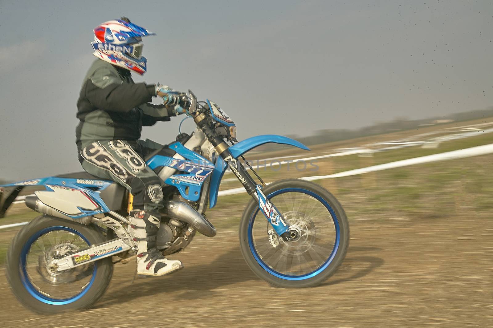 GAVELLO, ITALY 24 MARCH 2020: Enduro race in Countryside