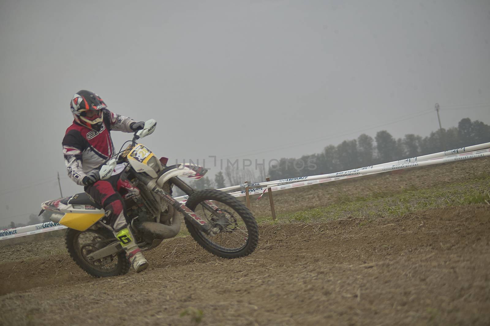 GAVELLO, ITALY 24 MARCH 2020: Enduro race in Countryside