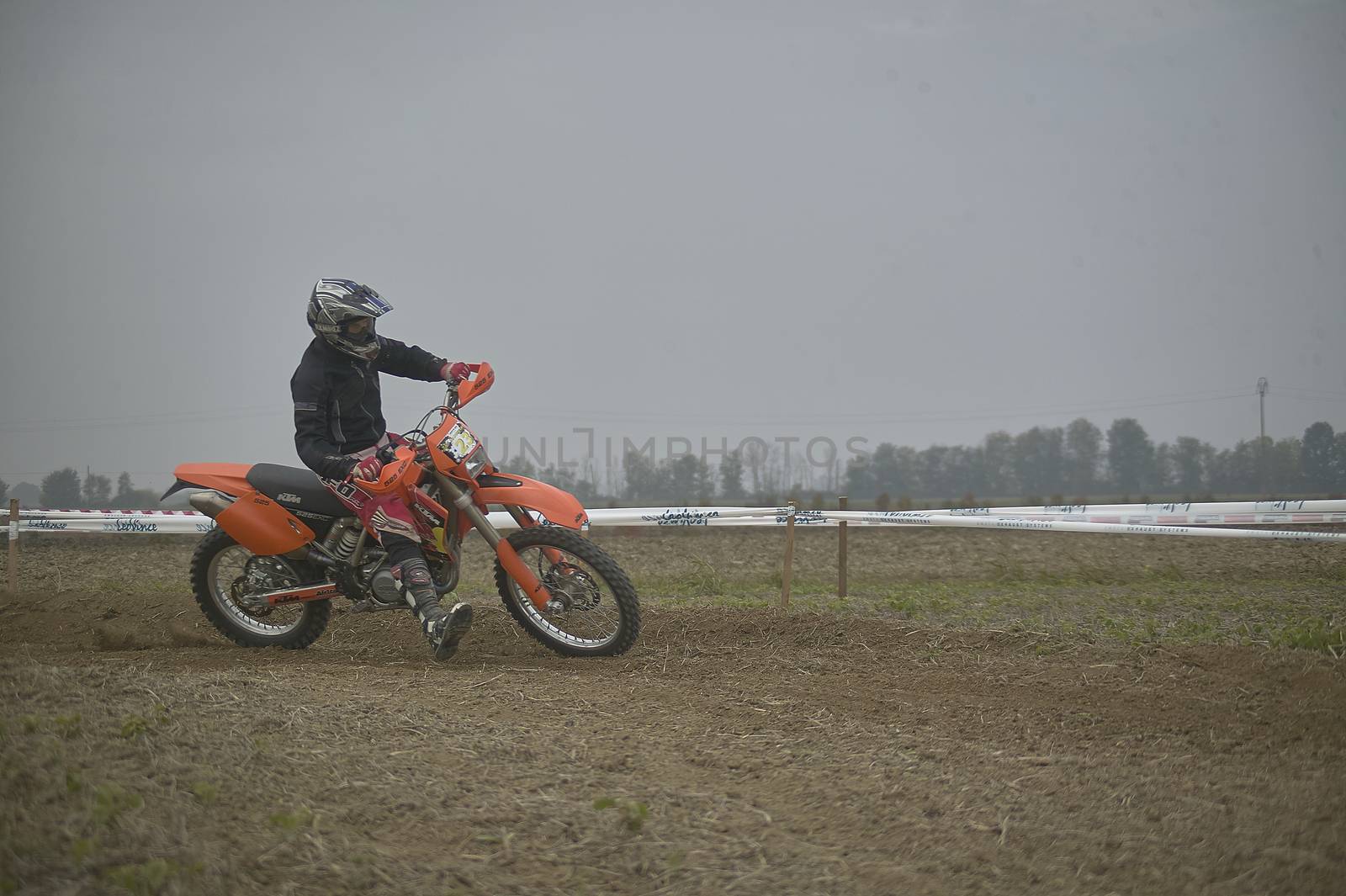 GAVELLO, ITALY 24 MARCH 2020: Enduro race in Countryside