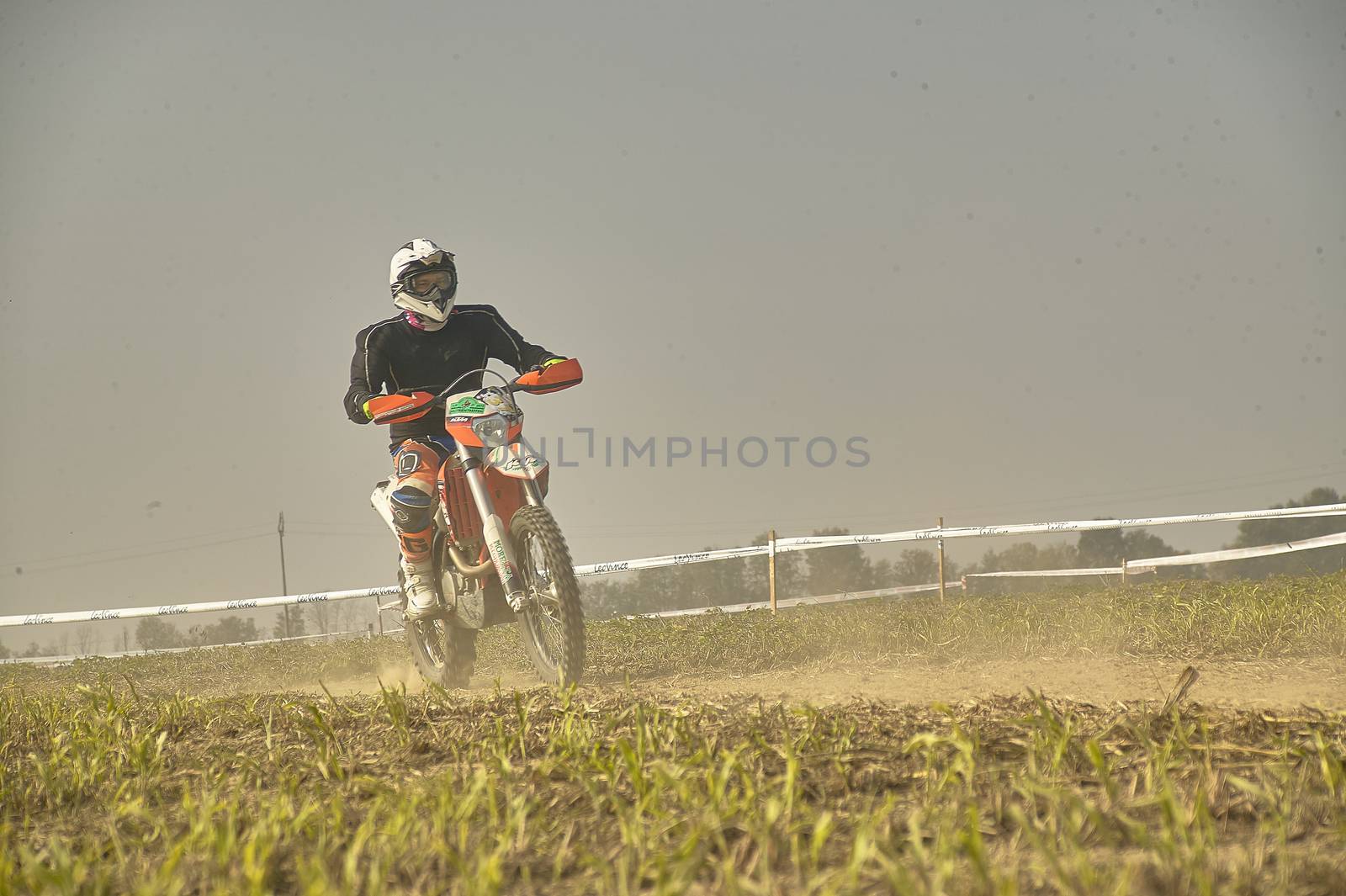 GAVELLO, ITALY 24 MARCH 2020: Enduro race in Countryside